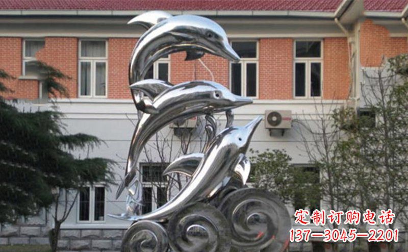南通不锈钢跳跃海豚雕塑