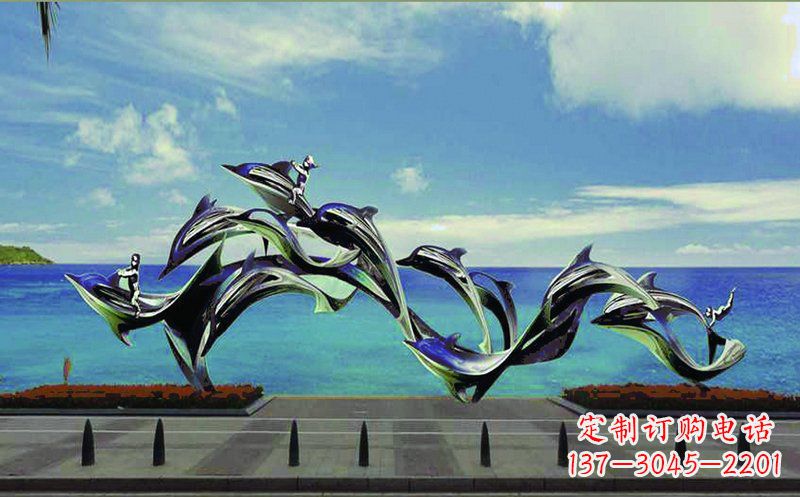 南通不锈钢海豚广场雕塑——精致而又活泼