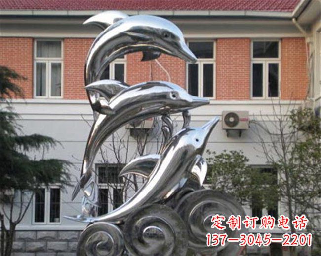 南通不锈钢海豚雕塑跳跃的海洋精灵
