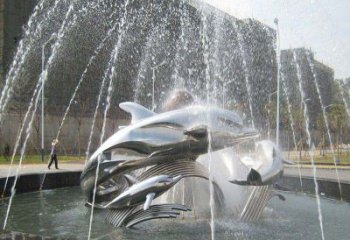 南通不锈钢商场大型景观鱼喷泉展现雕塑之美