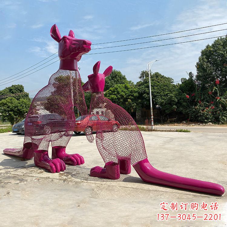 南通不锈钢袋鼠雕塑给公园带来美好景观