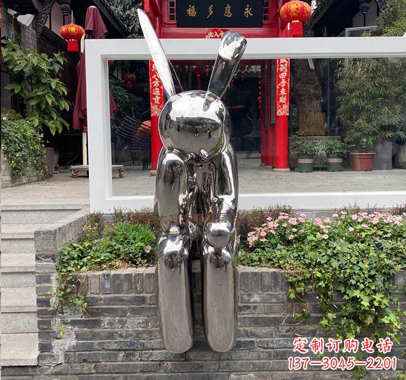 南通不锈钢兔子雕塑精美的艺术作品