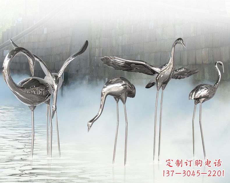 南通不锈钢仙鹤飞鸟雕塑传承传统文化