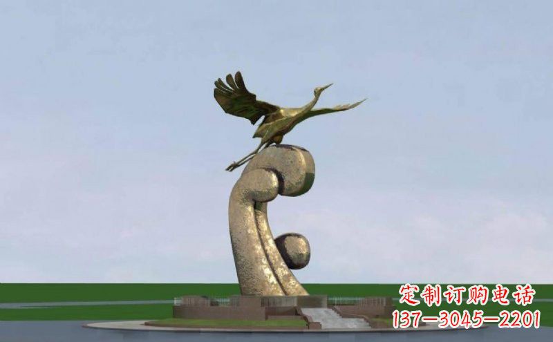 南通不锈钢仙鹤雕塑象征着美丽和宁静