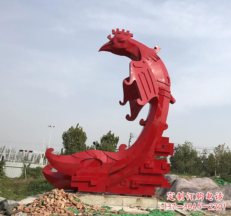 南通凤凰展翅飞翔——不锈钢现代广场的雕塑之美