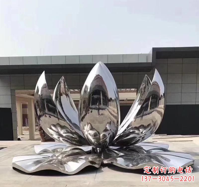 南通不锈钢现代镜面荷花雕塑精美绝伦