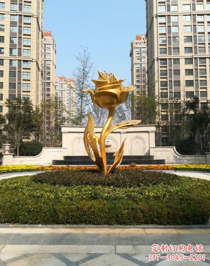 南通不锈钢小区玫瑰花雕塑浓郁情感的视觉体验