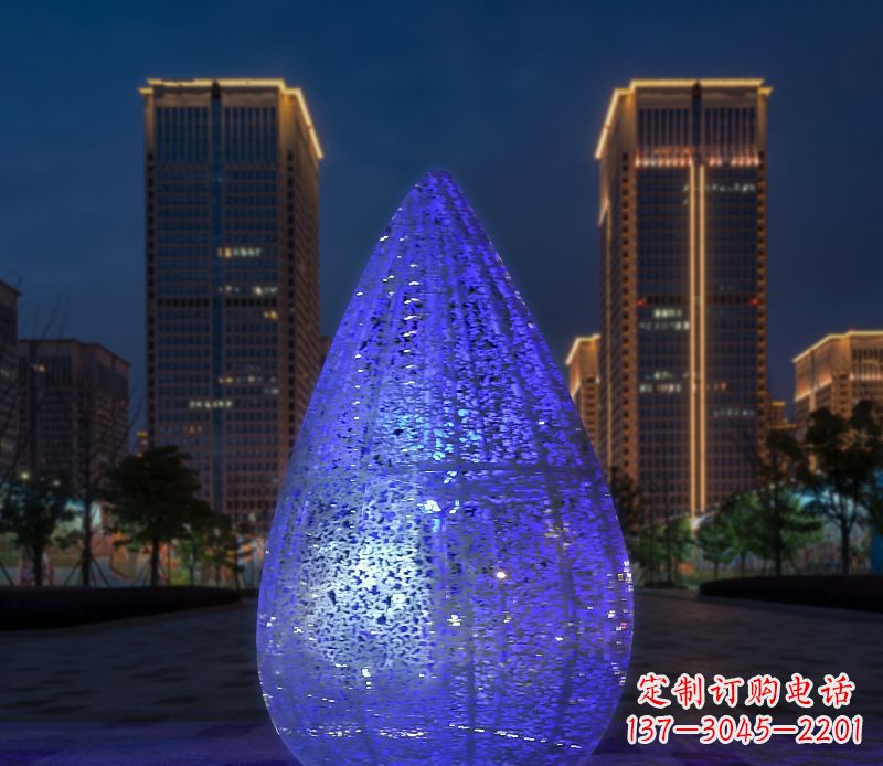 南通不锈钢小区照明美轮美奂的水滴雕塑