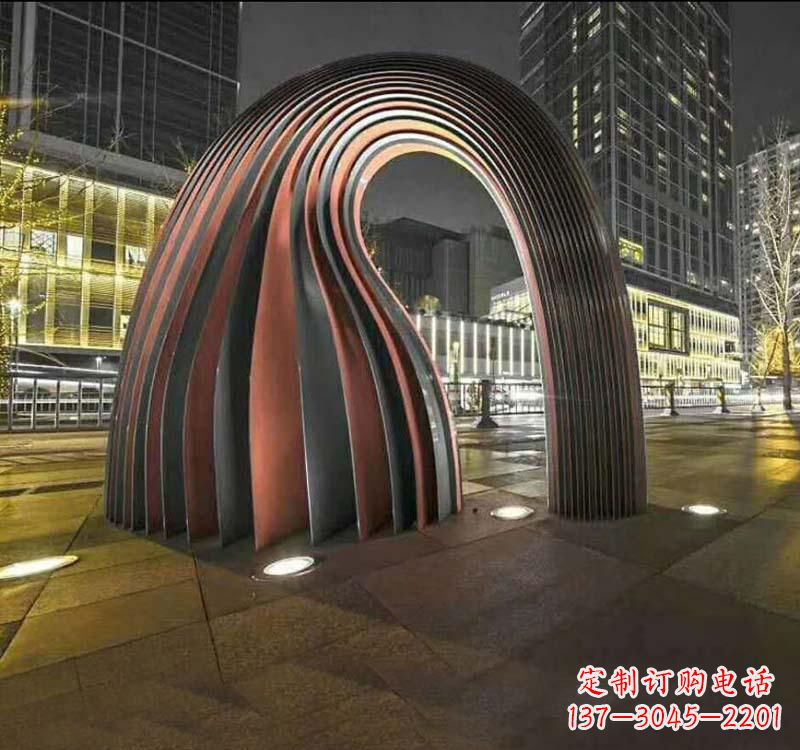 南通不锈钢异形拱门雕塑精致古典风格