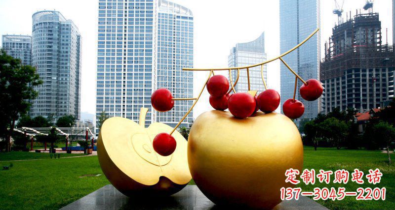 南通不锈钢苹果雕塑,添彩公园景观