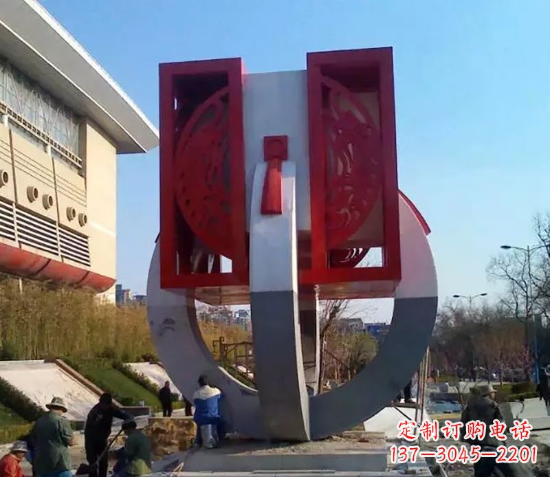 南通不锈钢圆环雕塑象征着永恒的美