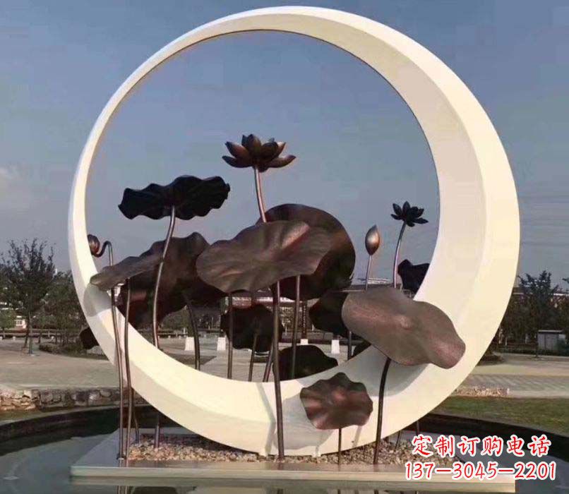 南通环绕荷香不锈钢圆环雕塑