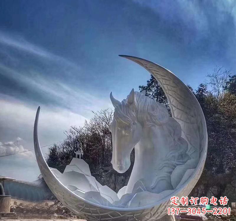 南通月亮的美丽缠绕——不锈钢月亮马雕塑