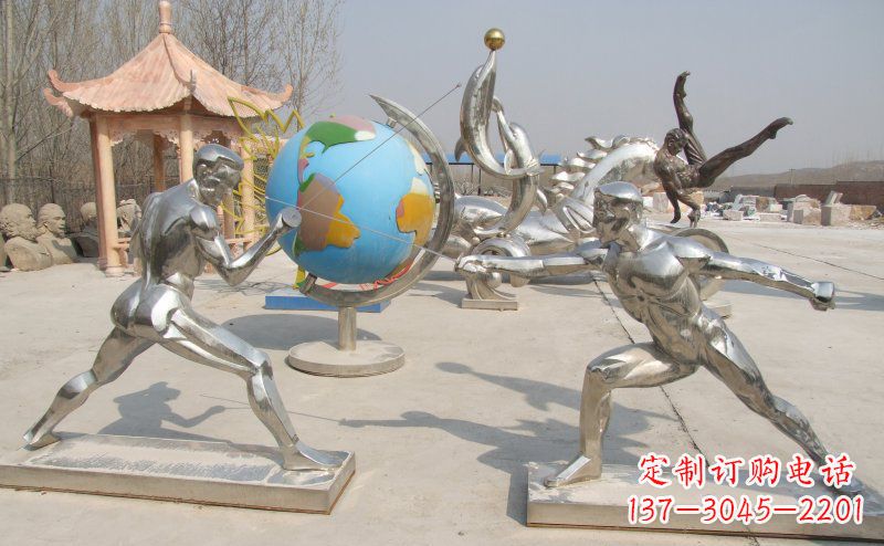 南通勇敢者的身影——不锈钢运动员击剑雕塑
