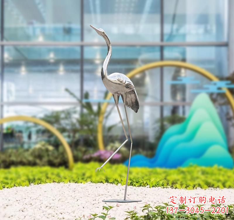 南通不锈钢展翅仙鹤雕塑