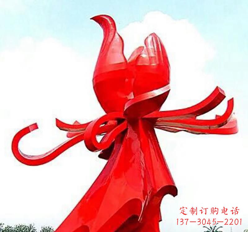 南通不锈钢玫瑰雕塑,传递爱与和平