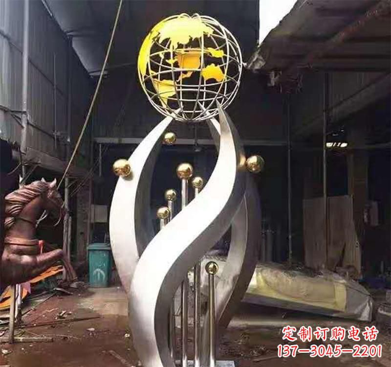 南通不锈钢转动地球仪雕塑——传承地球文明