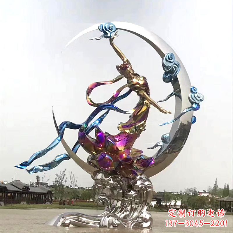 南通中国古代神话传说中的嫦娥奔月不锈钢雕塑景观