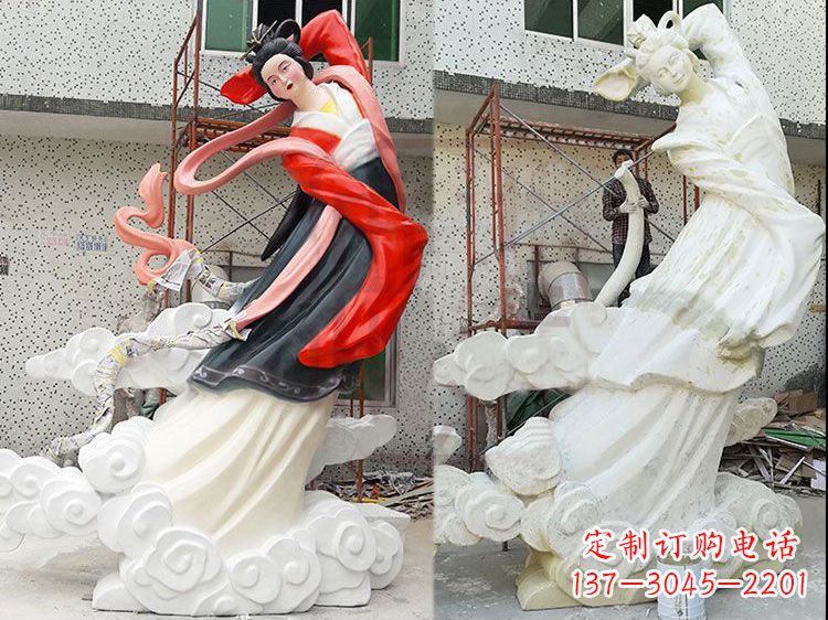 南通神话中的嫦娥玻璃钢彩绘雕塑