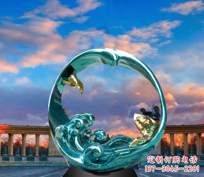 南通城市之环不锈钢彩银雕塑
