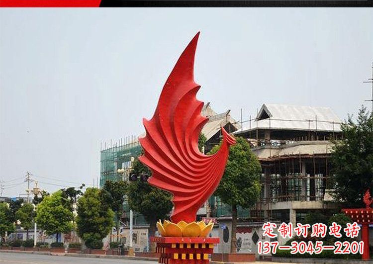 南通城市的至高象征——不锈钢凤凰雕塑