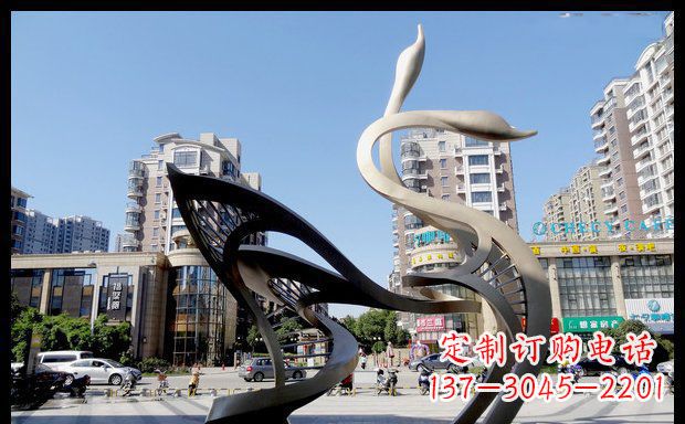 南通城市凝聚的美丽不锈钢天鹅雕塑