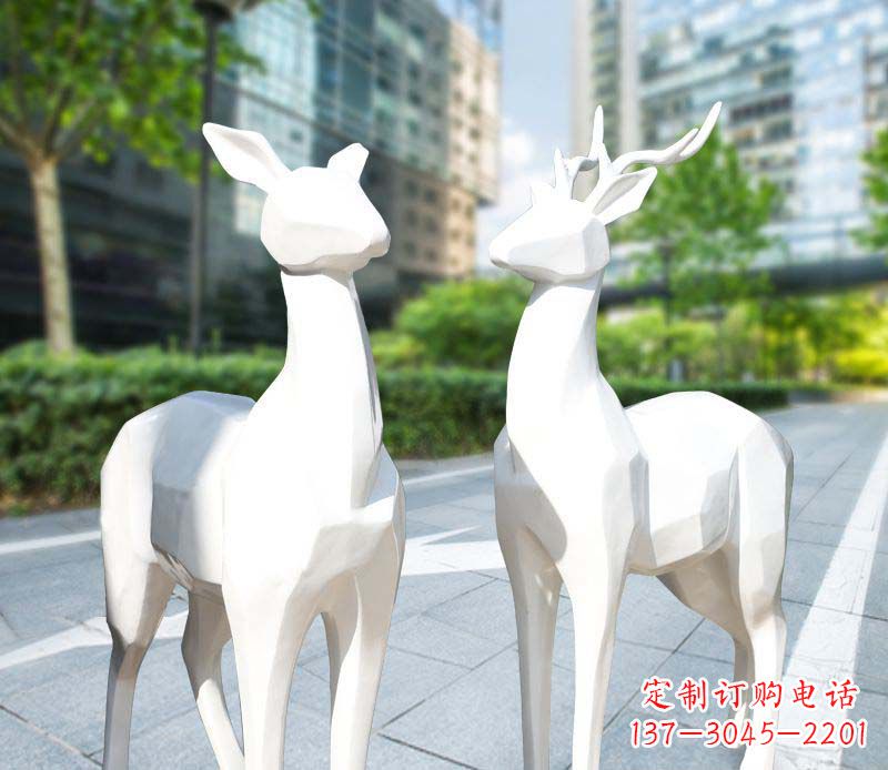 南通景观雕塑鹿形不锈钢块面