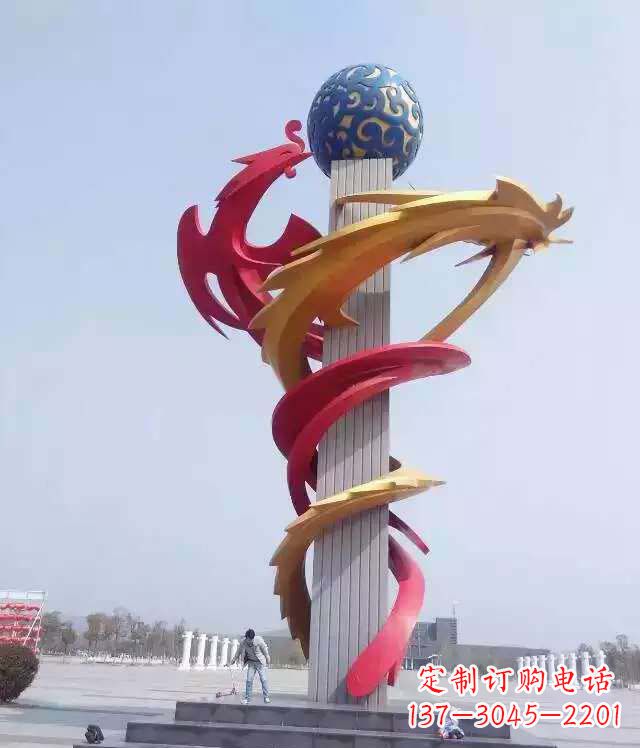 南通青铜龙柱景观雕塑城市的精神象征
