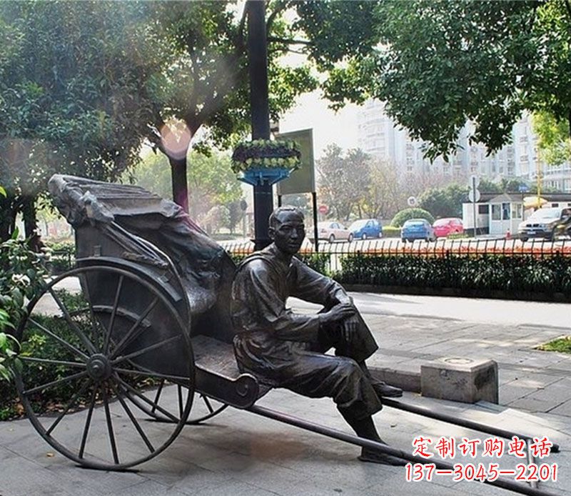 南通城市接头黄包车夫铜雕——记录城市历史的缩影