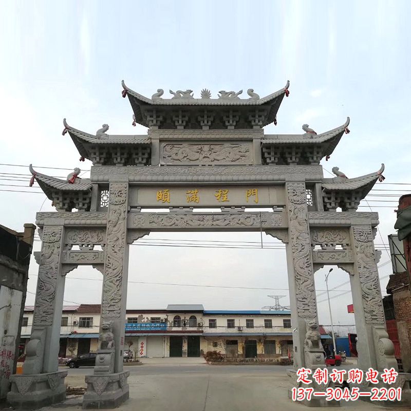 南通以城市街道为主题的仿古石雕牌楼