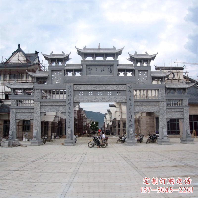 南通五门石雕牌坊传承中国古典雕塑文化