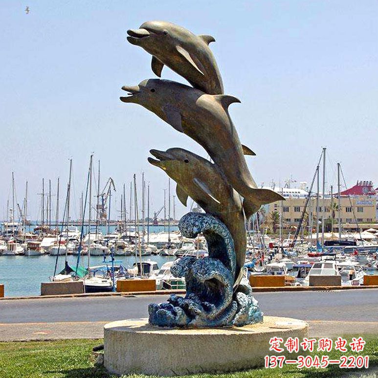 南通海豚铜雕塑传承海洋文化