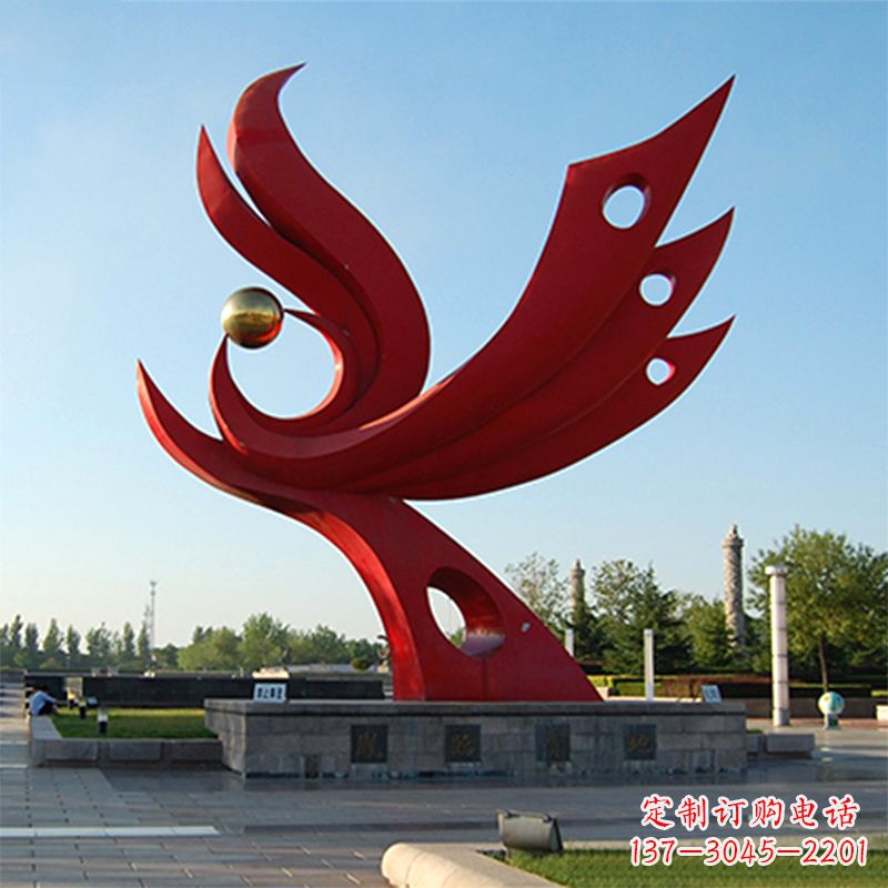 南通精美凤凰雕塑点缀公园园林景观