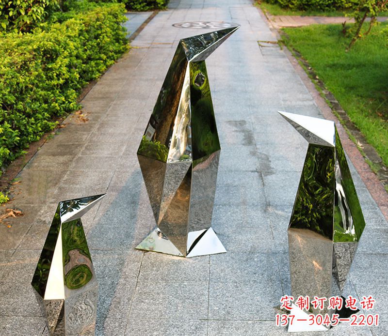 南通精致的抽象不锈钢企鹅雕塑