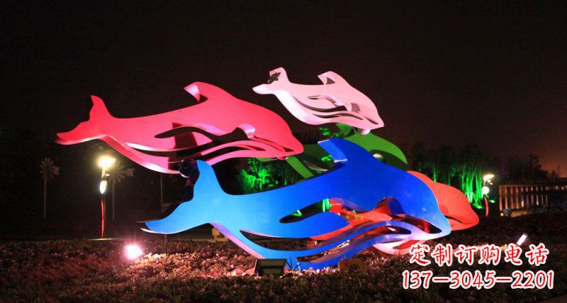 南通抽象海豚公园不锈钢雕塑