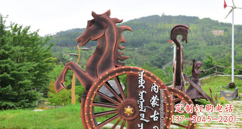 南通抽象马车不锈钢标志雕塑