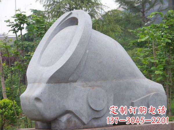 南通抽象石雕牛-抽象生肖牛动物景观雕塑