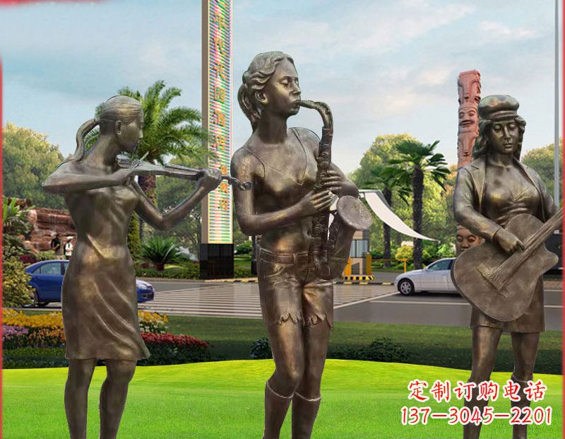南通吹萨克斯铜雕人物