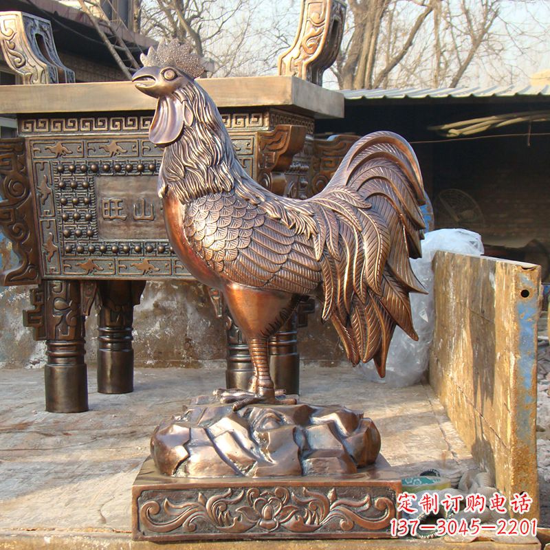 南通纯铜铸造生肖鸡雕塑摆件