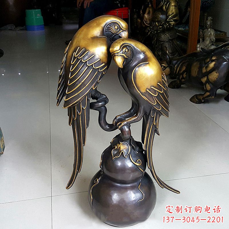 南通纯铜铸造鹦鹉雕塑