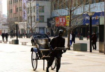 南通黄包车雕塑弘扬步行街人物景观