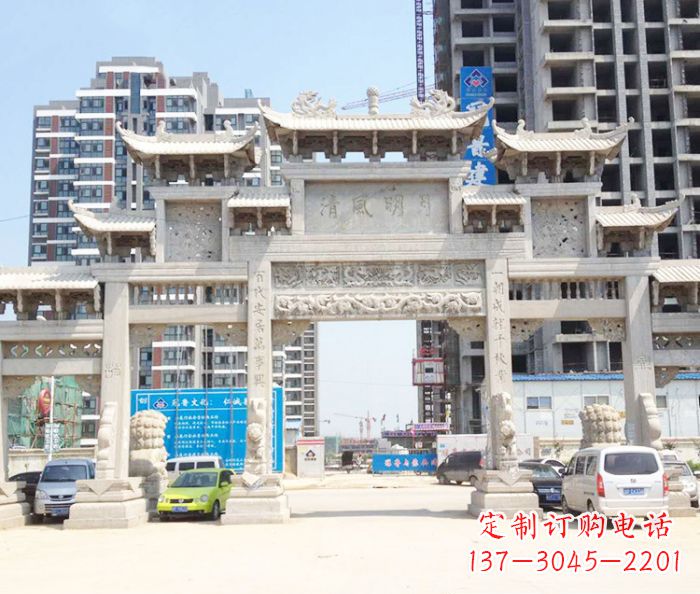 南通村庄大型石雕牌坊