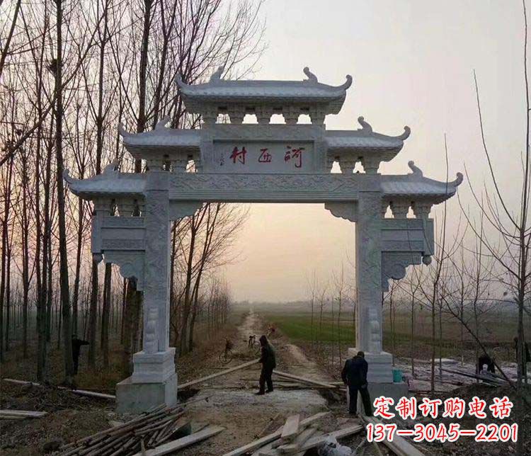 南通村庄单门牌坊石雕