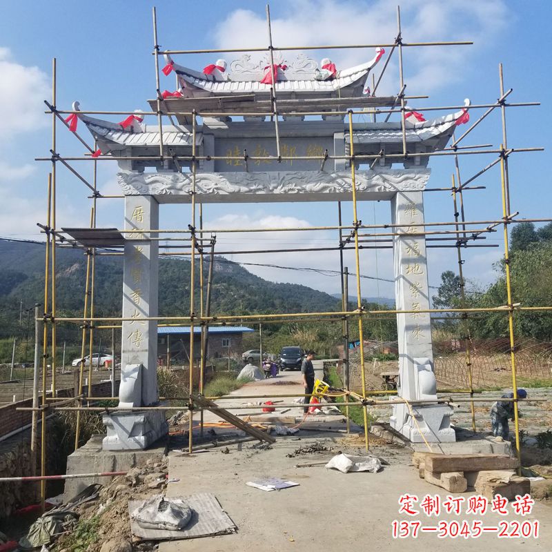 南通村庄单门石牌坊 