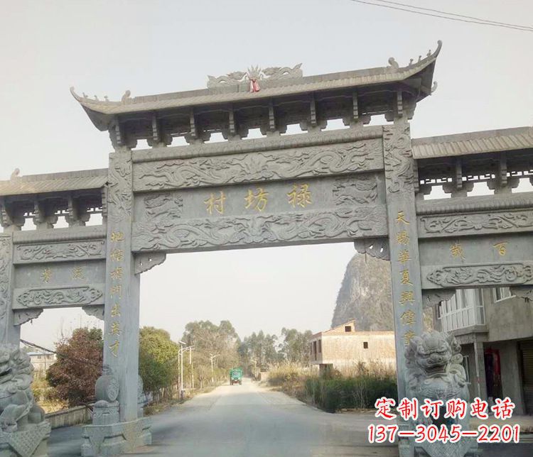 南通村庄石牌坊石雕 (4)
