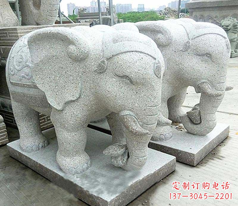 南通大理石制作的精美招财大象雕塑