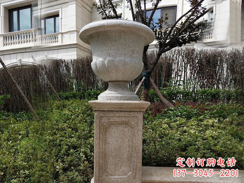 南通大理石花钵小区花盆石雕艺术品