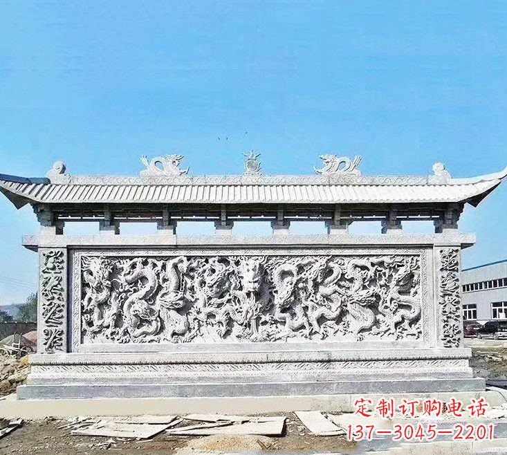 南通精美大理石九龙壁雕塑