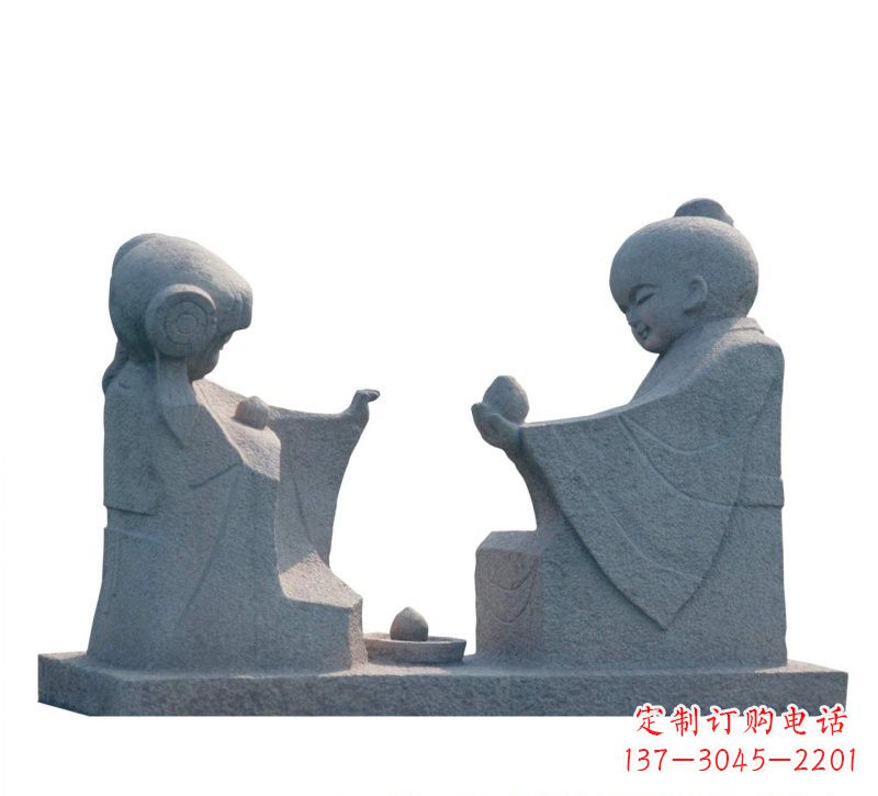 南通传统风情——大理石孔融让梨雕塑