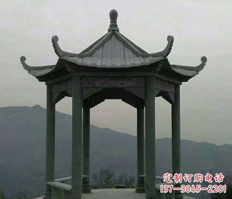 南通考究工艺,奢华大理石六角凉亭雕塑